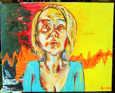 Aliens hear all of our concerts.  a painting by Ryan Lowrie