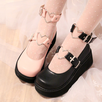 Japanese harajuku heart strap platform shoes