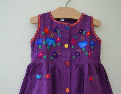 Flower Embroidered Dress Size 0-9 mos.