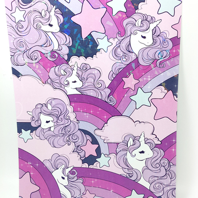 8.5 by 11 sparkly unicorn clouds print