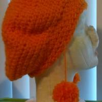 Crochet Slouchy Hat and Puffball Earrings  - Thumbnail 1