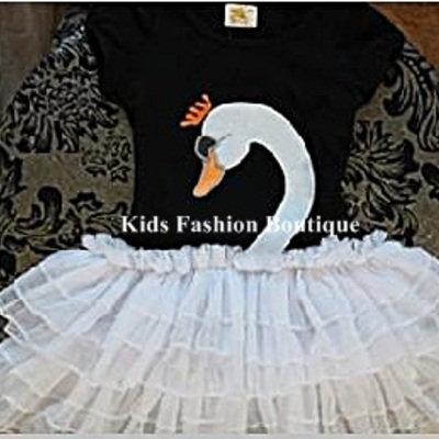 Girls black & white swan dress