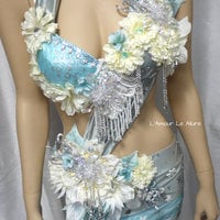 Winter Fairy Monokini Bra Costume Cosplay Dance Rave Bra Halloween Burlesque Show Girl - Thumbnail 2