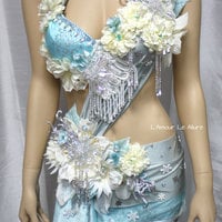 Winter Fairy Monokini Bra Costume Cosplay Dance Rave Bra Halloween Burlesque Show Girl - Thumbnail 4
