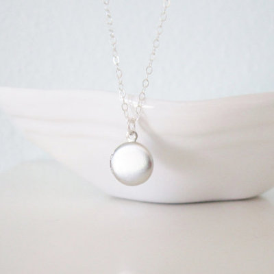 Tiny locket necklace on sterling silver chain
