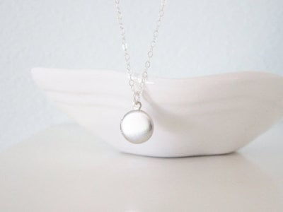 Tiny locket necklace on sterling silver chain