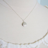 Tiny locket necklace on sterling silver chain - Thumbnail 1