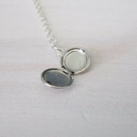 Tiny locket necklace on sterling silver chain - Thumbnail 2