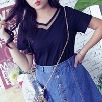 XL-4XL White/Black Gauze Collar Tee SP166908 - Thumbnail 1