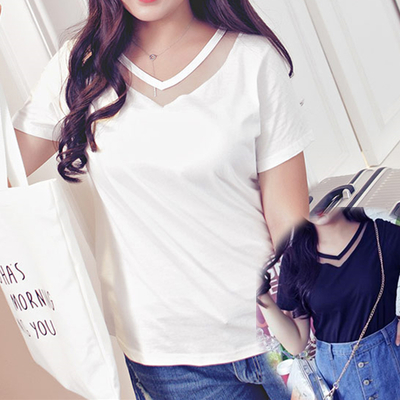 XL-4XL White/Black Gauze Collar Tee SP166908