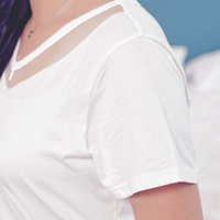 XL-4XL White/Black Gauze Collar Tee SP166908 - Thumbnail 4