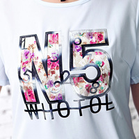 XL-4XL White/Blue Letter Printing Pleated Dress SP166920 - Thumbnail 3