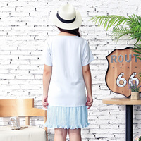 XL-4XL White/Blue Letter Printing Pleated Dress SP166920 - Thumbnail 2