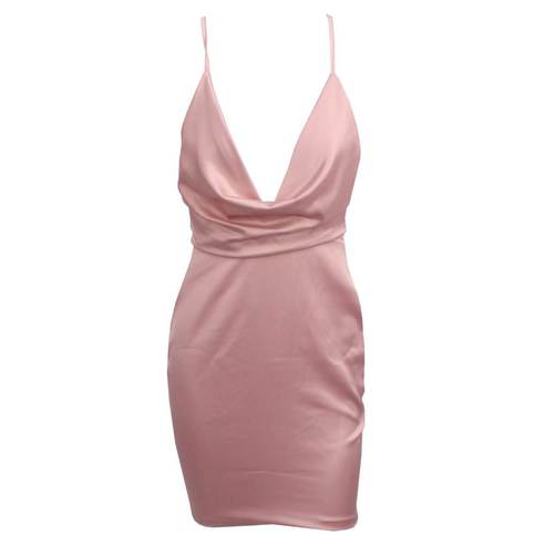 Pink Sleeveless Cowl Neck Elegant Dress