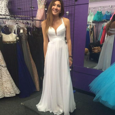 White prom dress, long prom dress, chiffon prom dress, simple prom dress, bridesmaid dress, bd1328 - Thumbnail 5
