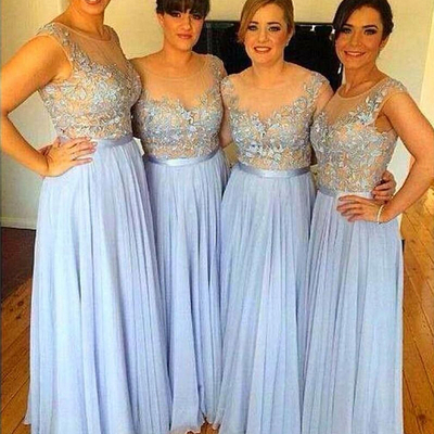 Long bridesmaid dress, blue bridesmaid dress, elegant bridesmaid dress, lace bridesmaid dress,bd1051 - Thumbnail 2