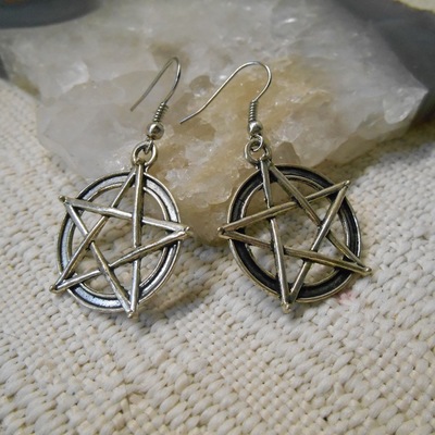 Large pentacle charm earrings