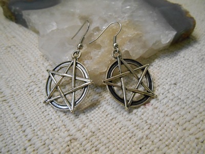 Large pentacle charm earrings