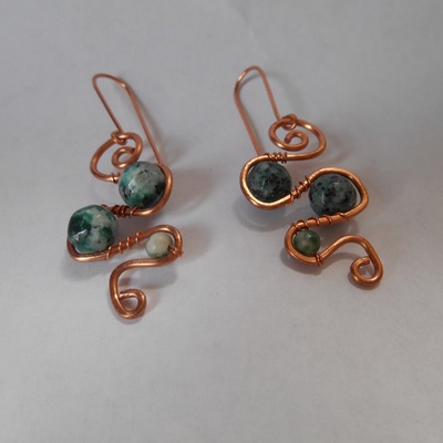 Copper and agate earrings