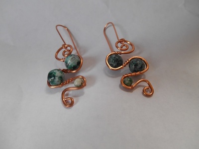 Copper and agate earrings