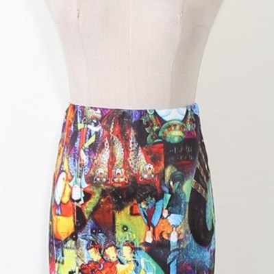 Printed pencil skirt