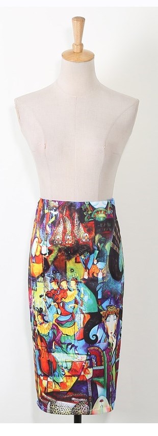 Printed Pencil Skirt