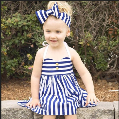 Striped Dress and Headband Set