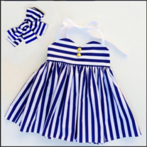 Striped Dress and Headband Set - Thumbnail 1