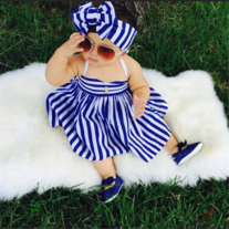 Striped Dress and Headband Set - Thumbnail 4