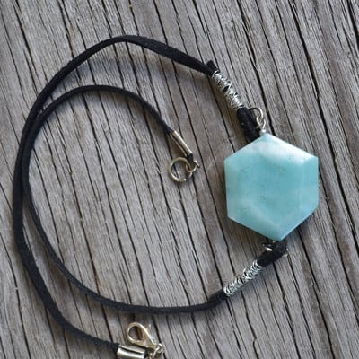 Amazonite choker, short summer necklace, pale blue stone necklace, rocks and minerals, reiki jewelry - Thumbnail 3