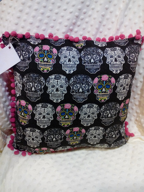 Fun Sugar Skull Pink Candy Decorative Pillow