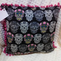 Fun Sugar Skull Pink Candy Decorative Pillow