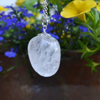 Crystal Quartz Necklace, Clear Quartz Necklace, Jewelry, Tumbled Stone Necklace, Crystals, Summer Jewelry - Thumbnail 2