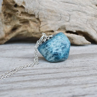 Apatite Necklace, Blue Stone Necklace,Gem, Reiki, Healing Stones, Rocks and Minerals, Crystal Jewelry, Geology - Thumbnail 4