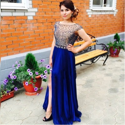  royal blue prom dress, long prom dress, charming prom dress, side slit prom dress, evening dress, bd1371 - Thumbnail 4