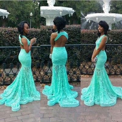 Turquoise prom dress, long prom dress, lace prom dress, mermaid prom dress, evening dress, bd1374