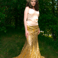 Femme Fatale Floor Length Sequined Skirt - Thumbnail 1