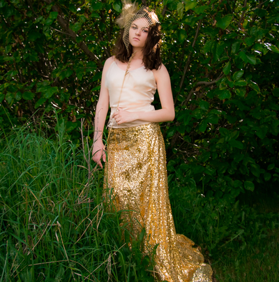 Femme Fatale Floor Length Sequined Skirt