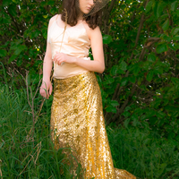 Femme Fatale Floor Length Sequined Skirt - Thumbnail 2