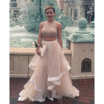 Two pieces prom dress evening party gown pst0863