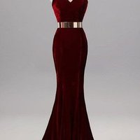 Burgundy Mermaid Prom Dress Sweetheart Neckline Evening Party Gown pst0981 - Thumbnail 1