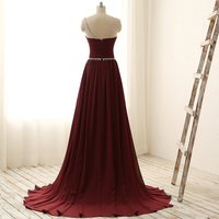 Burgunday Prom Dress With Beading And Stones pst0765 - Thumbnail 1