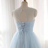 Cute Handmade Light Blue Tulle Short Prom Dresses, Homecoming Dresses, Party Dresses - Thumbnail 1