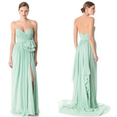 Long bridesmaid dress, mint bridesmaid dress, side slit bridesmaid dress, 2016 bridesmaid dress,bd1088 - Thumbnail 1