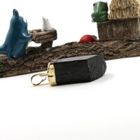 Natural Black Tourmaline Gem Stone Pendant - Thumbnail 4