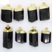 Natural Black Tourmaline Gem Stone Pendant - Thumbnail 3