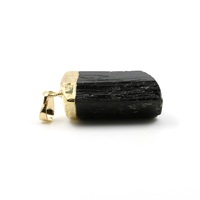 Natural Black Tourmaline Gem Stone Pendant - Thumbnail 1