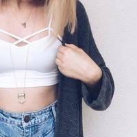 Black White Caged Bralette Top - Thumbnail 1