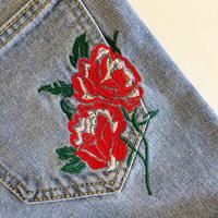 Vintage Rose Denim Shorts - Thumbnail 3