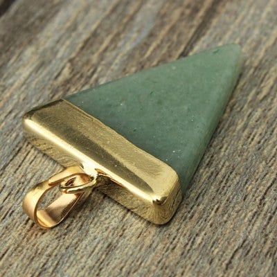 Gold plated triangle natural stone quartz pendant